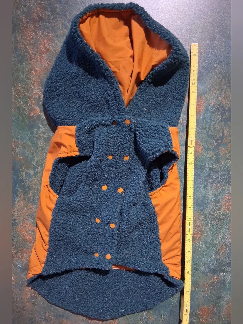 Spark Paws Reversible Sherpa Dog Coat in Green and Orange